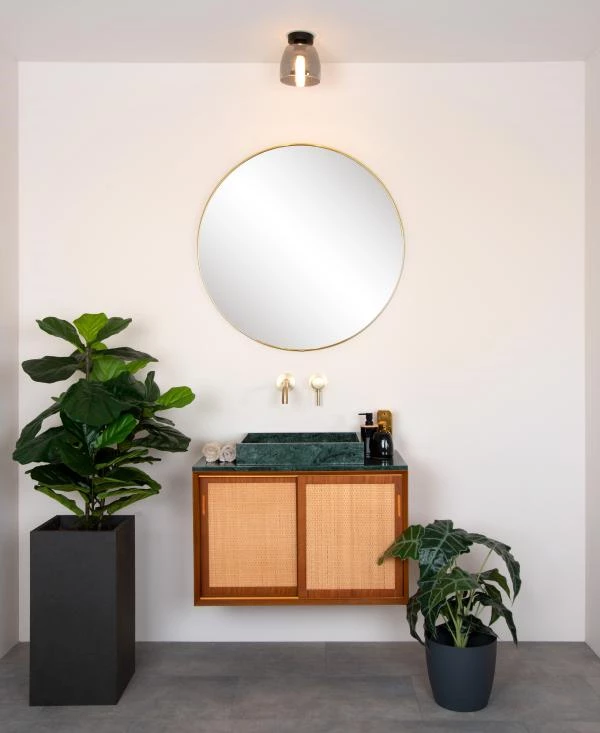 Lucide TYLER - Flush ceiling light Bathroom - Ø 16,1 cm - 1xG9 - IP44 - Black - ambiance 2